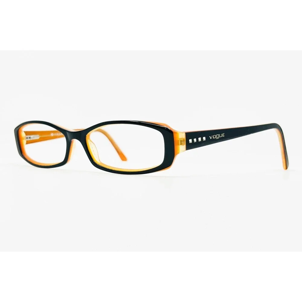 Vogue Eyeglass Frames Womens Black Orange Rectangle VO 3546-B 51-16-135